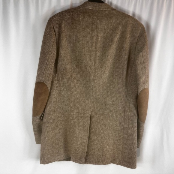 Vintage Claridge Wool Herringbone Elbow Patch Sports Coat  Classic Brown - Picture 9 of 17